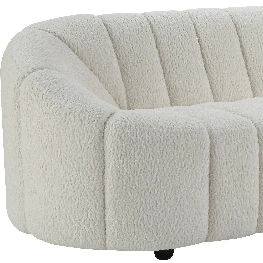 84" White Sherpa Sofa With Black Legs - Homeroots - Flyclothing LLC