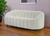84" White Sherpa Sofa With Black Legs - Homeroots - Flyclothing LLC