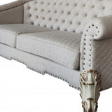 89" Ivory Velvet Sofa And Toss Pillows With Pearl Legs - Homeroots - Flyclothing LLC