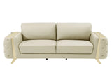 90" Beige Italian Leather Sofa With Gold Legs - Homeroots - Flyclothing LLC