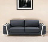 90" Gray Italian Leather Sofa With Silver Legs - Homeroots - Flyclothing LLC