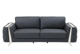 90" Gray Italian Leather Sofa With Silver Legs - Homeroots - Flyclothing LLC