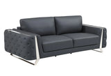 90" Gray Italian Leather Sofa With Silver Legs - Homeroots - Flyclothing LLC