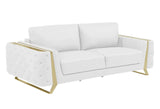 90" White Italian Leather Sofa With Gold Legs - Homeroots - Flyclothing LLC