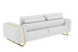 90" White Italian Leather Sofa With Gold Legs - Homeroots - Flyclothing LLC