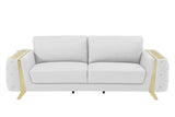 90" White Italian Leather Sofa With Gold Legs - Homeroots - Flyclothing LLC