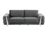 90" Gray Velvet Sofa With Silver Legs - Homeroots - Flyclothing LLC
