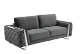90" Gray Velvet Sofa With Silver Legs - Homeroots - Flyclothing LLC