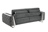 90" Gray Velvet Sofa With Silver Legs - Homeroots - Flyclothing LLC