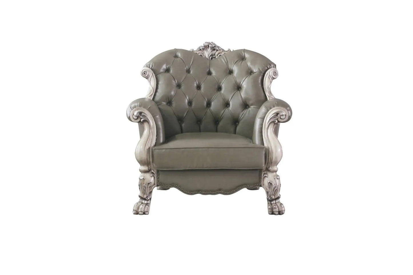 45" Bone White Faux Leather And Vintage Bone White Arm Chair - Homeroots - Flyclothing LLC