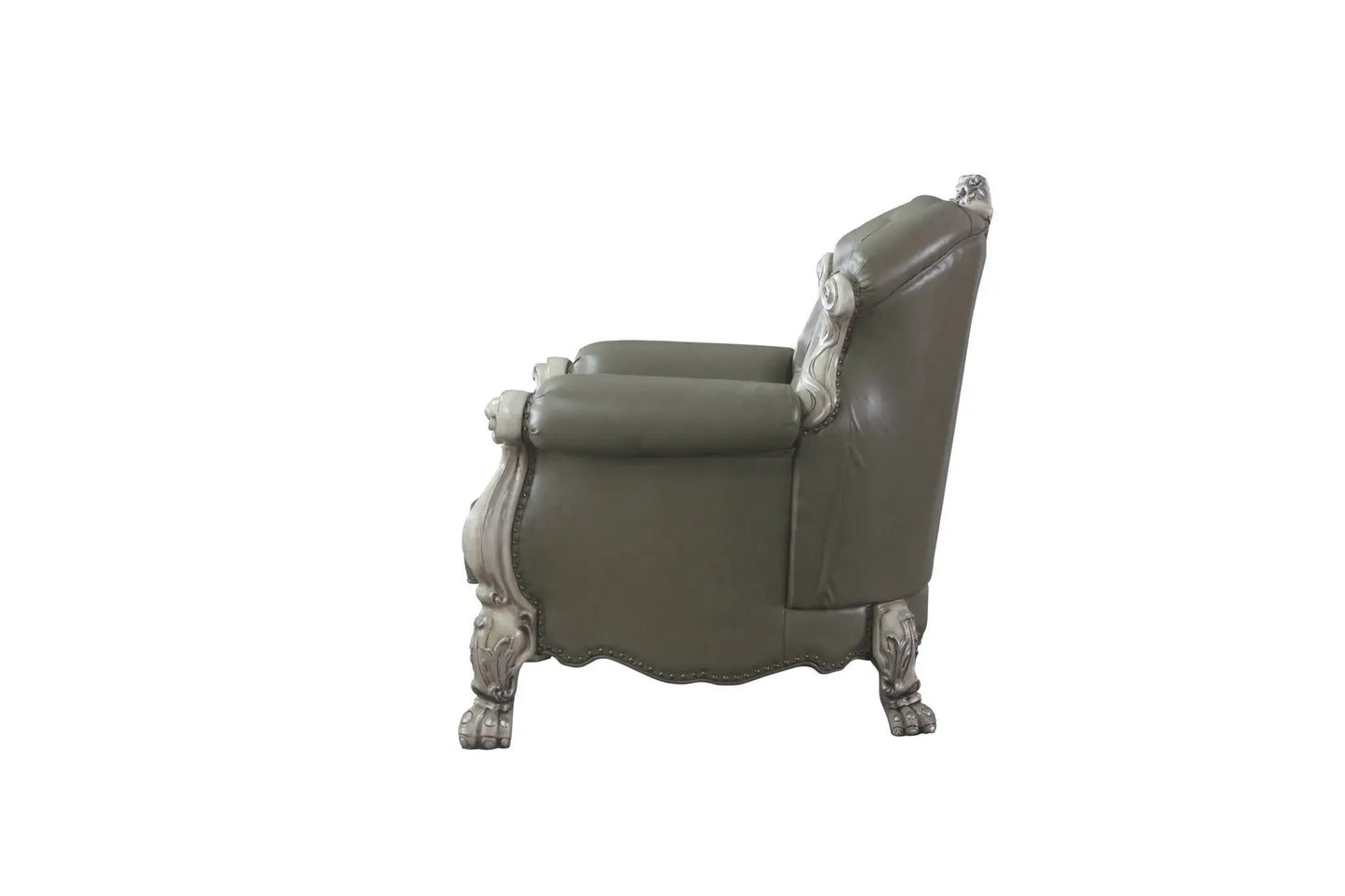 45" Bone White Faux Leather And Vintage Bone White Arm Chair - Homeroots - Flyclothing LLC