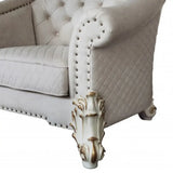 43" Two Tone Ivory Fabric And Antique Pearl Striped Arm Chair - Homeroots - Flyclothing LLC