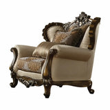 49" Tan And Brown Fabric Floral Tufted Wingback Chair - Homeroots - Flyclothing LLC