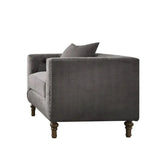 41" Gray And Brown Velvet Tufted Arm Chair And Toss Pillow - Homeroots - Flyclothing LLC