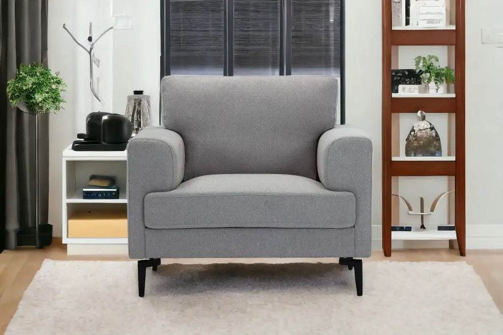 41" Light Gray And Black Linen Arm Chair - Homeroots - Flyclothing LLC