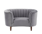 52" Gray and Black Velvet Striped Arm Chair