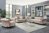 45" Beige Linen And Black Tufted Chesterfield Chair - Homeroots - Flyclothing LLC