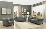 45" Brown Linen And Black Tufted Chesterfield Chair - Homeroots - Flyclothing LLC