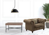 45" Brown Linen And Black Tufted Chesterfield Chair - Homeroots - Flyclothing LLC