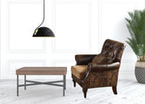 38" Brown And Black Faux Leather Floral Tufted Arm Chair - Homeroots - Flyclothing LLC