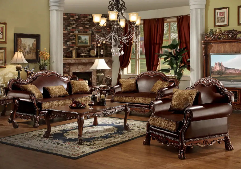 46" Brown And Cherry Blossom Pink Faux Leather Floral Tufted Arm Chair - Homeroots - Flyclothing LLC