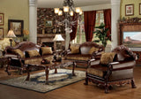 46" Brown And Cherry Blossom Pink Faux Leather Floral Tufted Arm Chair - Homeroots - Flyclothing LLC