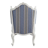 31" Blue White And Brown Fabric And White Striped Wingback Chair - Homeroots - Flyclothing LLC