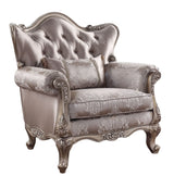 45" Champagne Fabric Floral Tufted Arm Chair - Homeroots - Flyclothing LLC