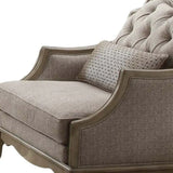 38" Beige And Taupe Fabric Tufted Chair and a Half And Toss Pillow - Homeroots - Flyclothing LLC