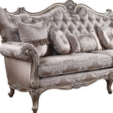 94" Dark Gray Imitation Silk Damask Sofa And Toss Pillows With Champagne Legs - Homeroots - Flyclothing LLC