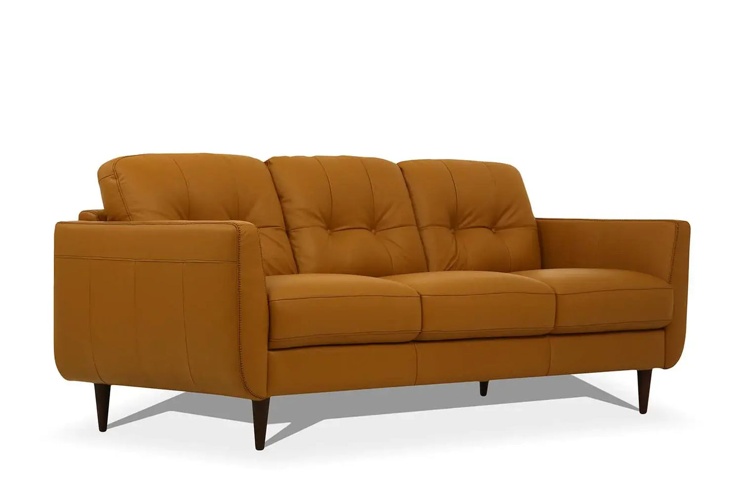 83" Orange Leather Sofa With Black Legs - Homeroots - Flyclothing LLC