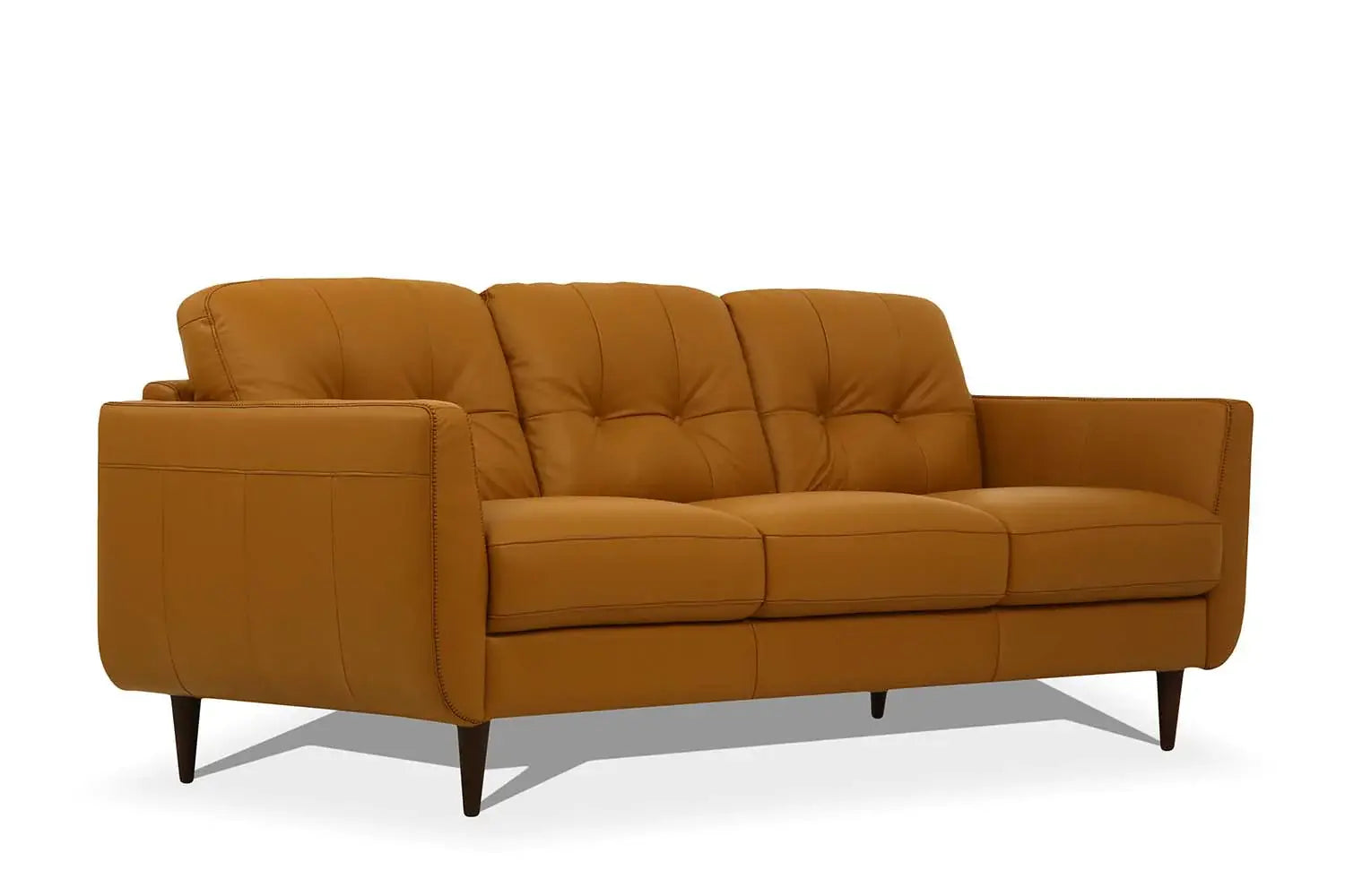 83" Orange Leather Sofa With Black Legs - Homeroots - Flyclothing LLC