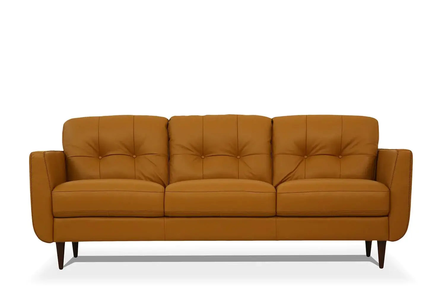 83" Orange Leather Sofa With Black Legs - Homeroots - Flyclothing LLC