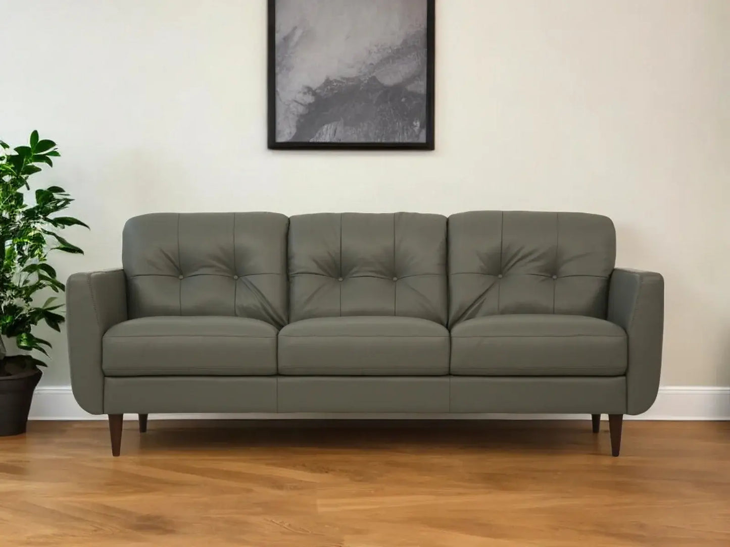 83" Green Leather Sofa With Black Legs - Homeroots - Flyclothing LLC