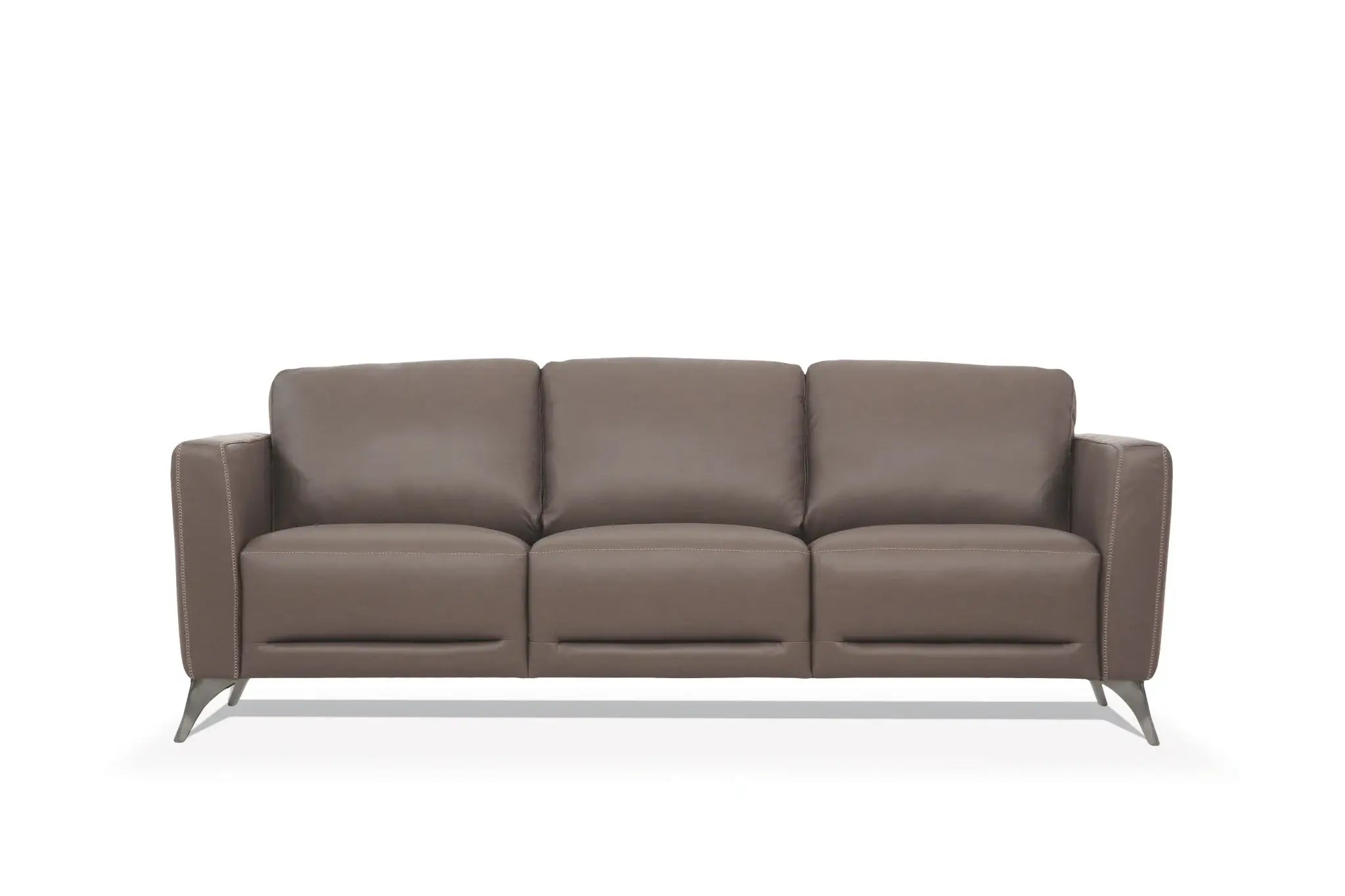 83" Taupe Leather Sofa With Black Legs - Homeroots - Flyclothing LLC