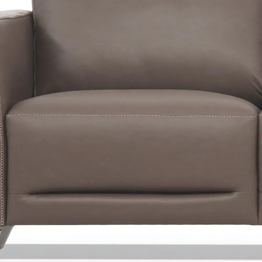 83" Taupe Leather Sofa With Black Legs - Homeroots - Flyclothing LLC