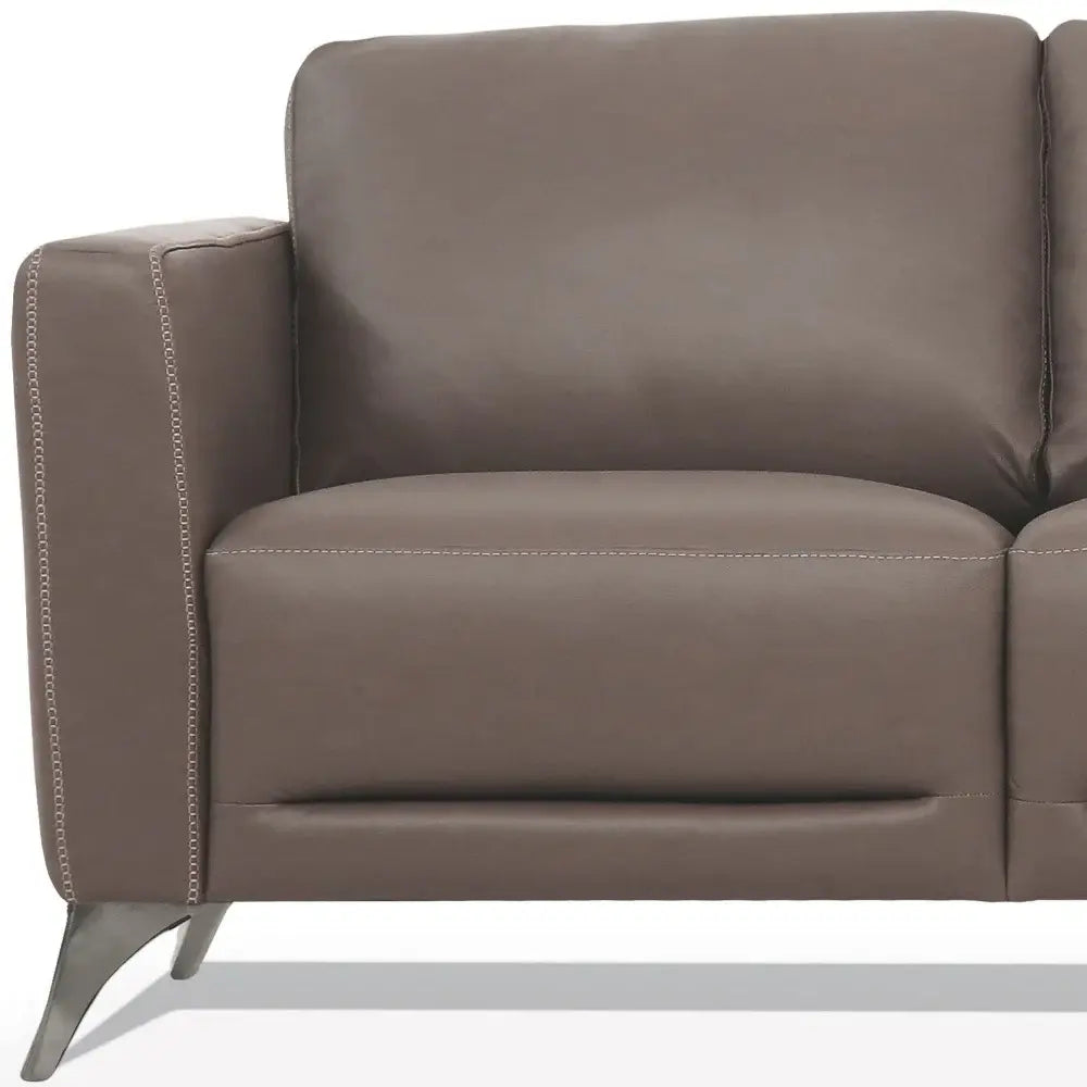 83" Taupe Leather Sofa With Black Legs - Homeroots - Flyclothing LLC