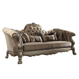 96" Bone Velvet Sofa And Toss Pillows With Gold Legs - Homeroots - Flyclothing LLC