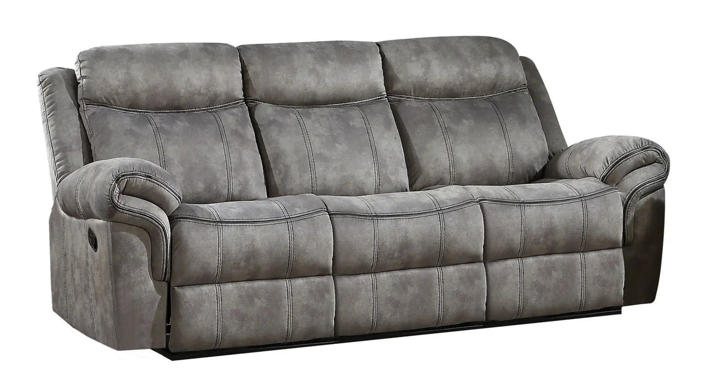 87" Gray Velvet Reclining USB Sofa With Black Legs - Homeroots - Flyclothing LLC