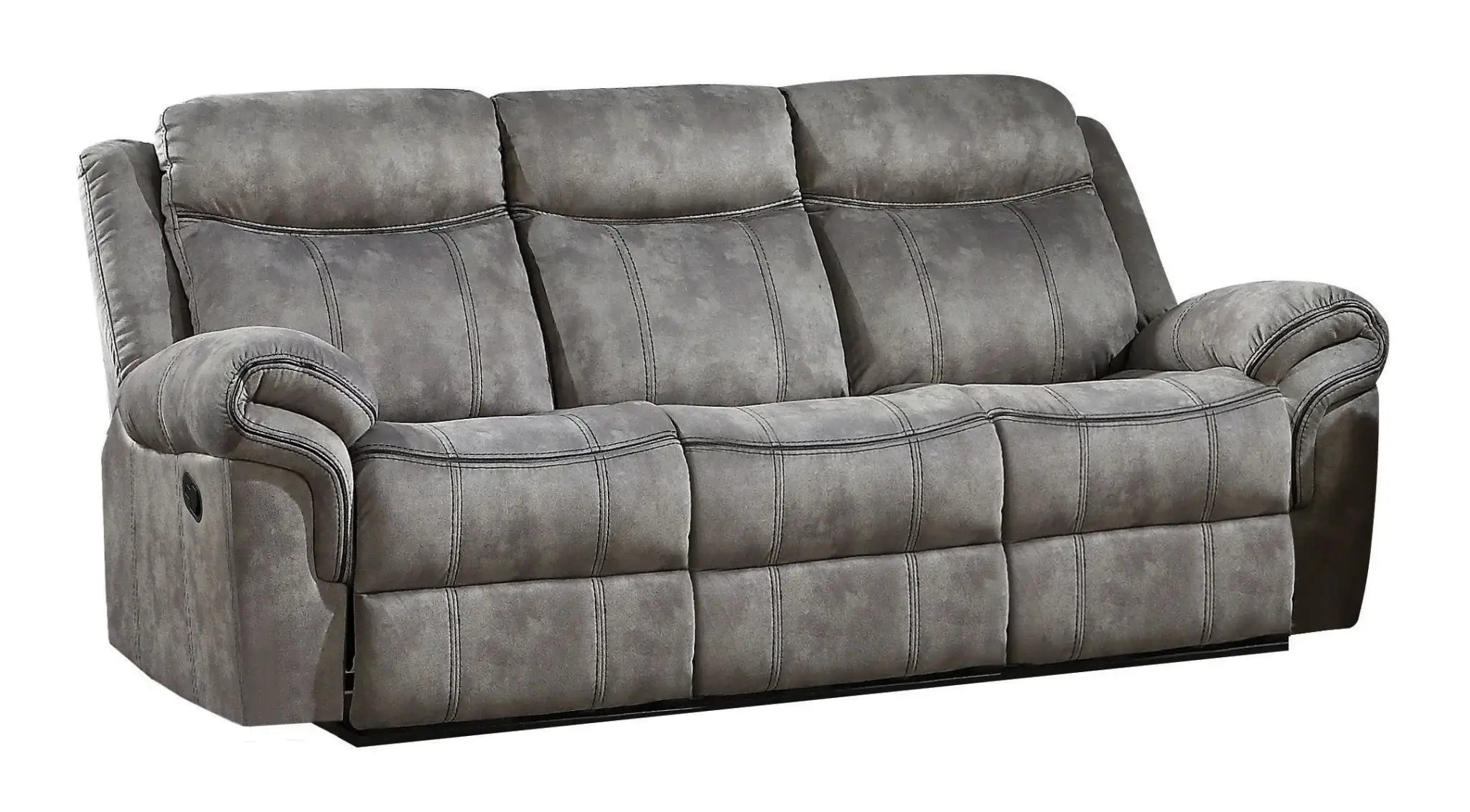 87" Gray Velvet Reclining USB Sofa With Black Legs - Homeroots - Flyclothing LLC