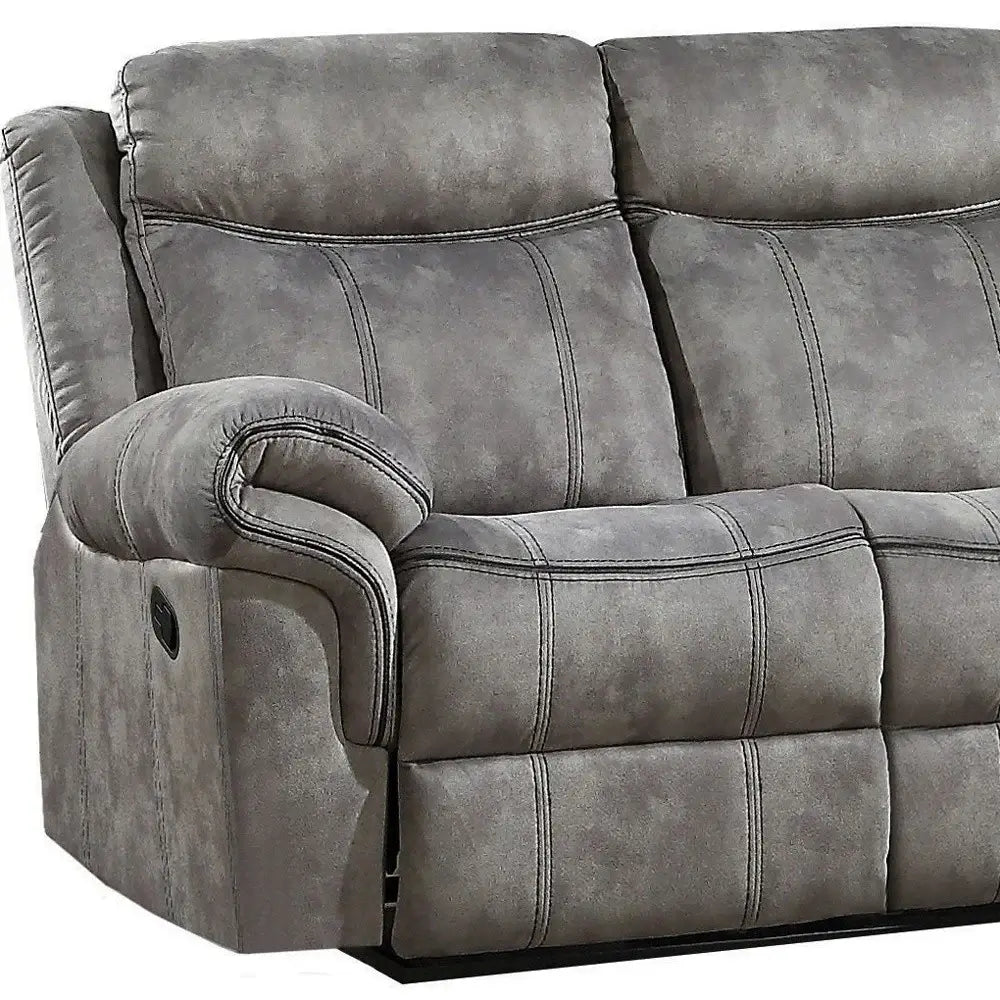 87" Gray Velvet Reclining USB Sofa With Black Legs - Homeroots - Flyclothing LLC