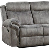 87" Gray Velvet Reclining USB Sofa With Black Legs - Homeroots - Flyclothing LLC