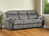 87" Gray Velvet Reclining USB Sofa With Black Legs - Homeroots - Flyclothing LLC