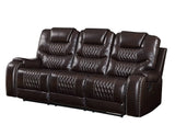 90" Brown Faux Leather Reclining Sofa With Black Legs - Homeroots - Flyclothing LLC