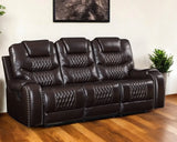 90" Brown Faux Leather Reclining Sofa With Black Legs - Homeroots - Flyclothing LLC