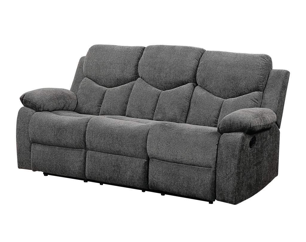 82" Gray Chenille Reclining Sofa With Black Legs - Homeroots - Flyclothing LLC