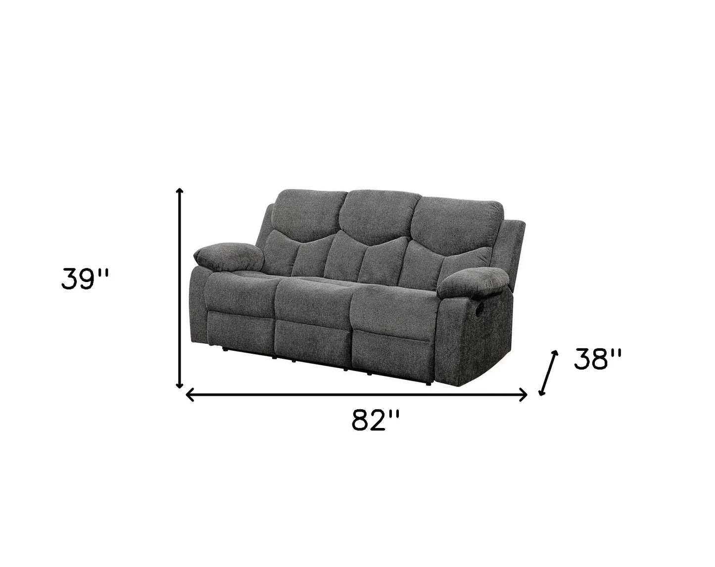 82" Gray Chenille Reclining Sofa With Black Legs - Homeroots - Flyclothing LLC