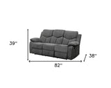 82" Gray Chenille Reclining Sofa With Black Legs - Homeroots - Flyclothing LLC