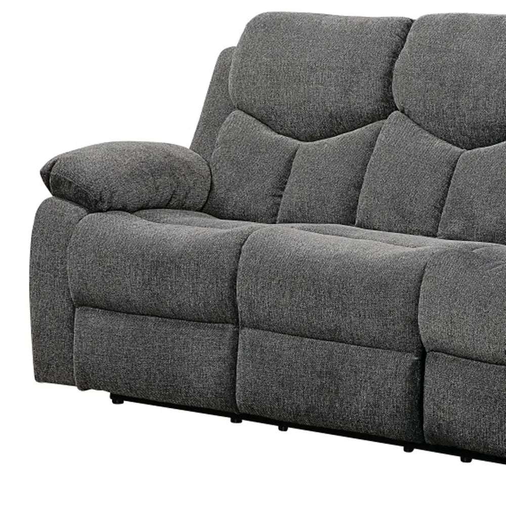 82" Gray Chenille Reclining Sofa With Black Legs - Homeroots - Flyclothing LLC