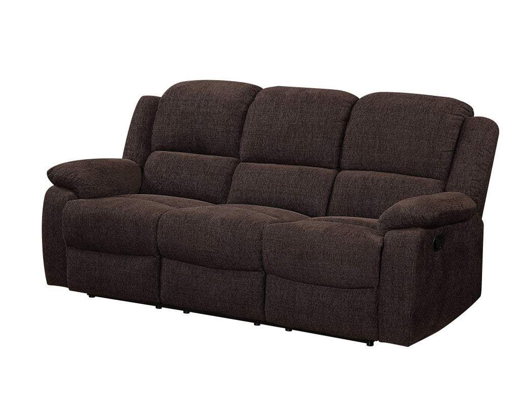 79" Brown Chenille Reclining Sofa With Black Legs – Flyclothing LLC